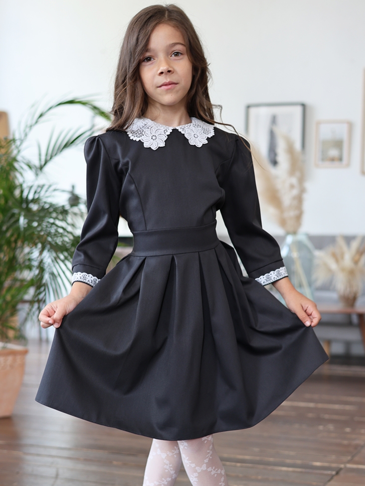 Платье для девочки школьное БУШОН SK11, цвет графит - 