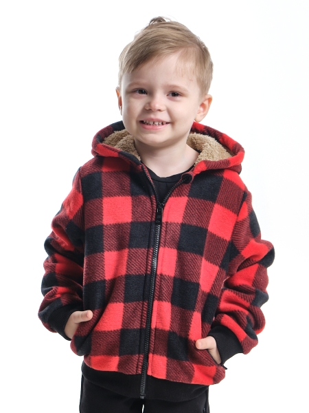 Куртка для мальчиков Mini Maxi, модель 7857, цвет красный/черный/клетка - Бомберы / куртки