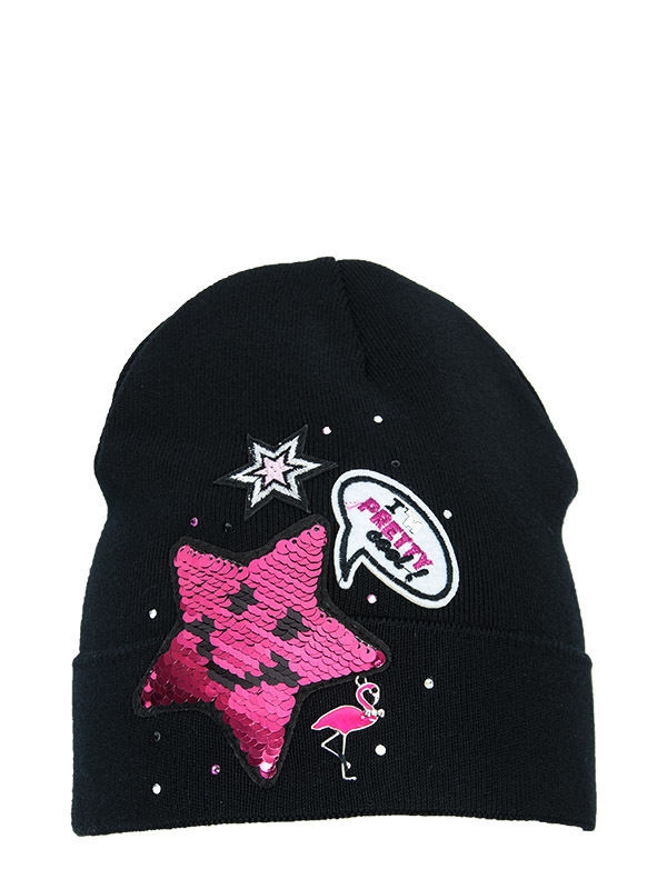 Шапка для девочки Pretty, Миалт черный, весна-осень - Для девочек весна-осень