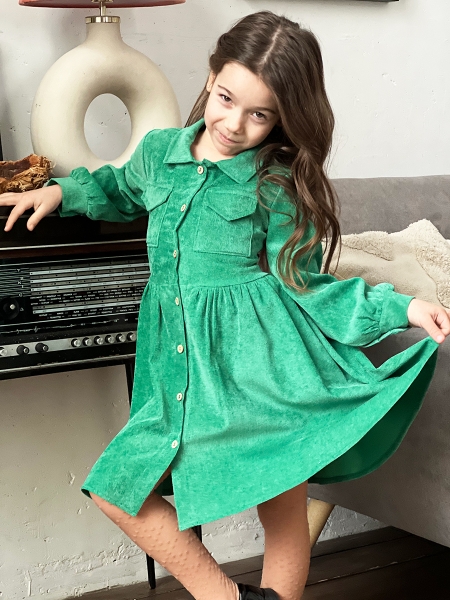 Платье для девочки школьное БУШОН ST73, цвет зеленый - Платья коктельные / вечерние