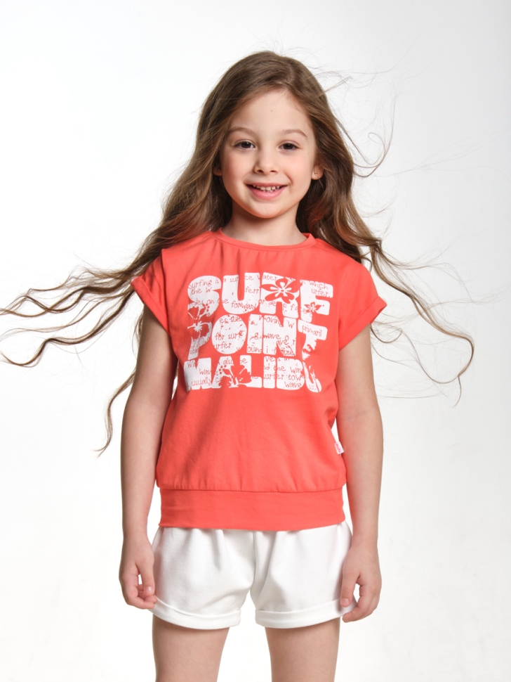 Футболка для девочек Mini Maxi, модель 0505, цвет коралловый - Футболки для девочек