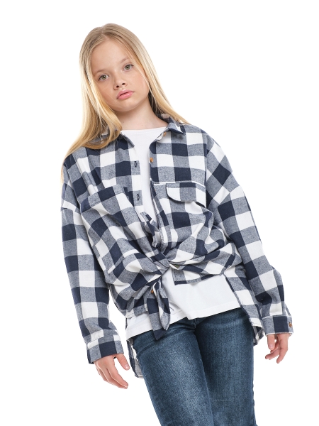 Рубашка для девочек Mini Maxi, модель 7462, цвет синий/клетка - Рубашки для девочек