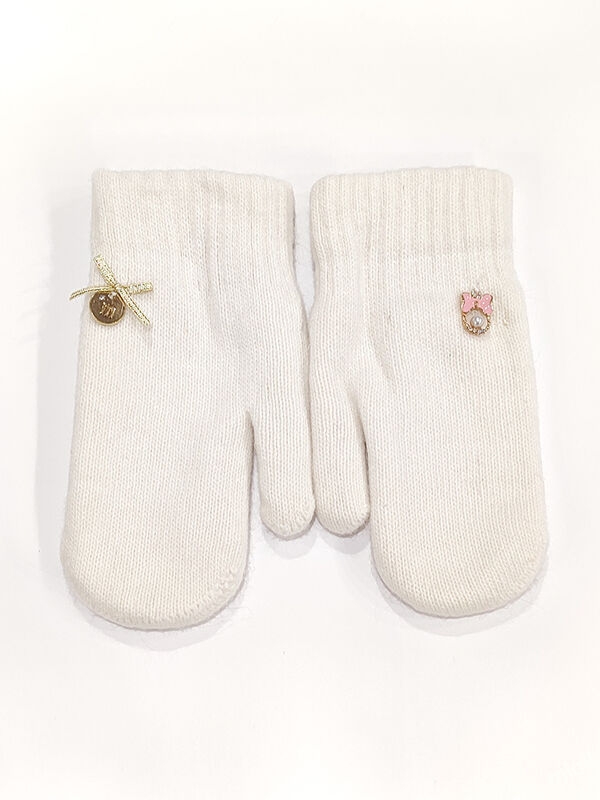 Варежки для девочки Украшение-2, Миалт белый, зима - Варежки