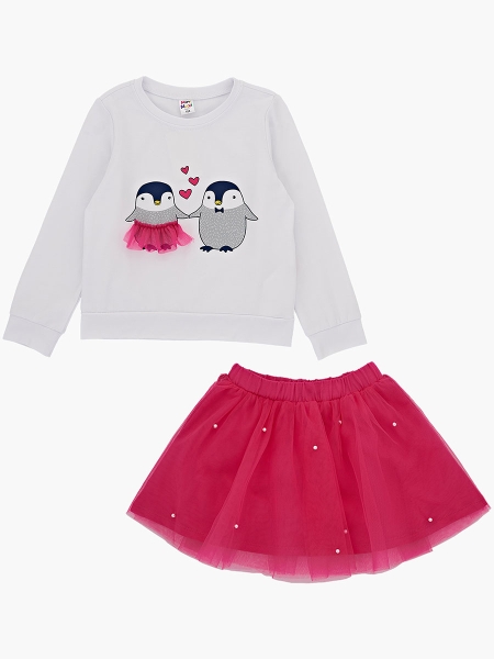 Комплект одежды для девочек Mini Maxi, модель 4016/4017, цвет белый/малиновый - Комплекты летние