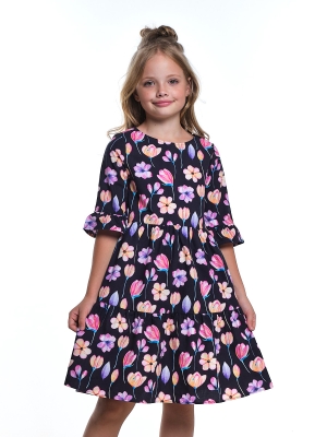 Платье для девочек Mini Maxi, модель 7642, цвет темно-синий/фиолетовый/мультиколор