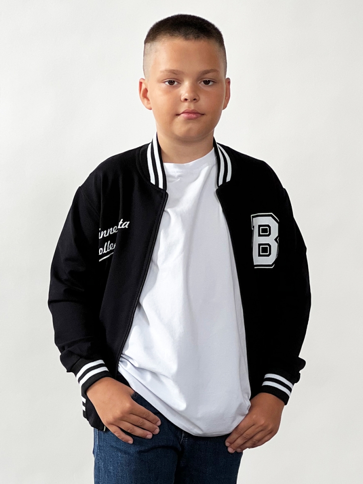 Бомбер для мальчика БУШОН SK702, цвет черный - 