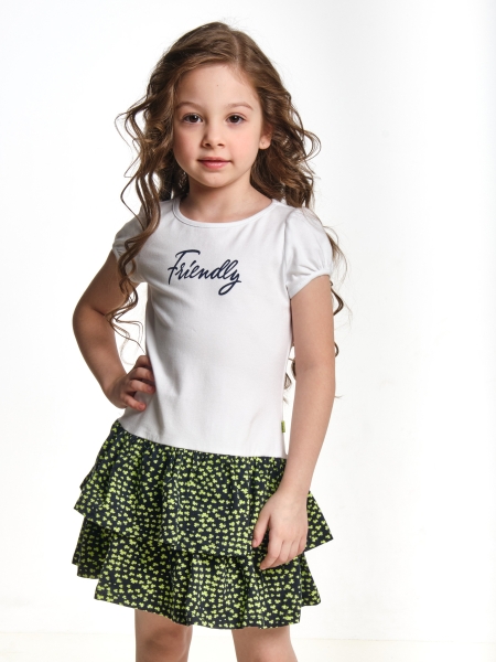 Платье для девочек Mini Maxi, модель 0797, цвет белый/мультиколор - Платья для девочек с коротким рукавом