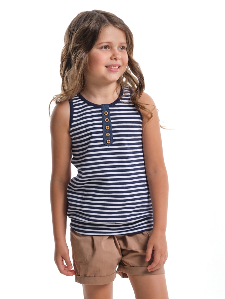 Майка для девочек Mini Maxi, модель 0323, цвет синий/мультиколор - Майки и топы на лето