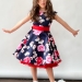 Платье для девочки нарядное БУШОН ST30, стиляги, цвет темно-синий/красный цветы