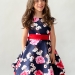 Платье для девочки нарядное БУШОН ST30, стиляги, цвет темно-синий/красный цветы