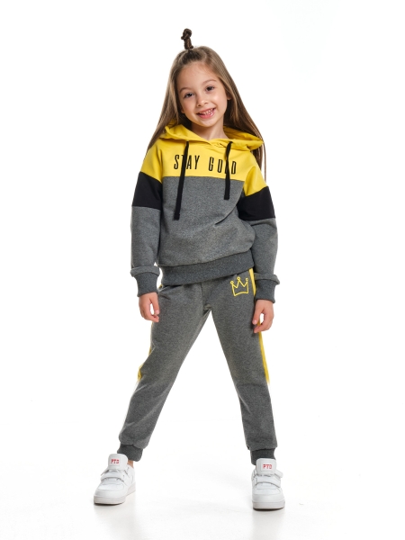 Спортивный костюм для девочек Mini Maxi, модель 7115, цвет графит/горчичный - Костюмы спортивные