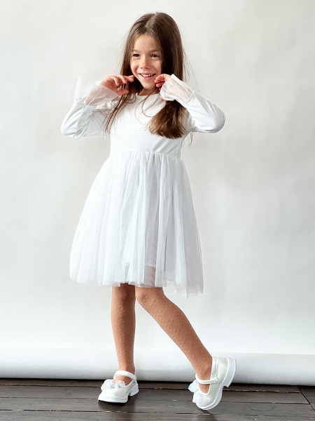 Платье для девочки нарядное БУШОН ST56, цвет белый - Платья коктельные / вечерние