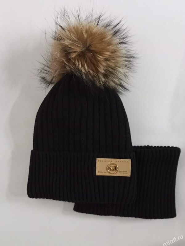 Комплект для девочки Лояльность, Миалт черный, зима - Комплекты: шапка и шарф