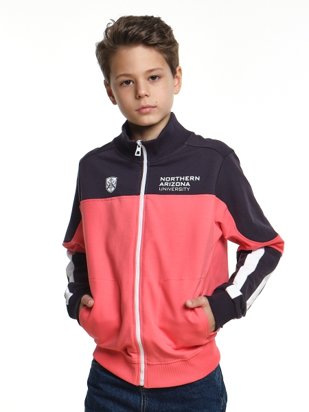 Толстовка для мальчиков Mini Maxi, модель 5068, цвет антра/коралловый - Куртки олимпийки для мальчиков
