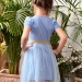 Платье для девочки нарядное БУШОН ST50, цвет бирюза, принт однотонный