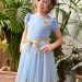 Платье для девочки нарядное БУШОН ST50, цвет бирюза, принт однотонный