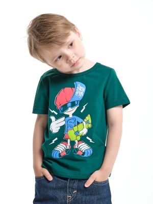 Футболка для мальчиков Mini Maxi, модель 47332, цвет темно-зеленый
