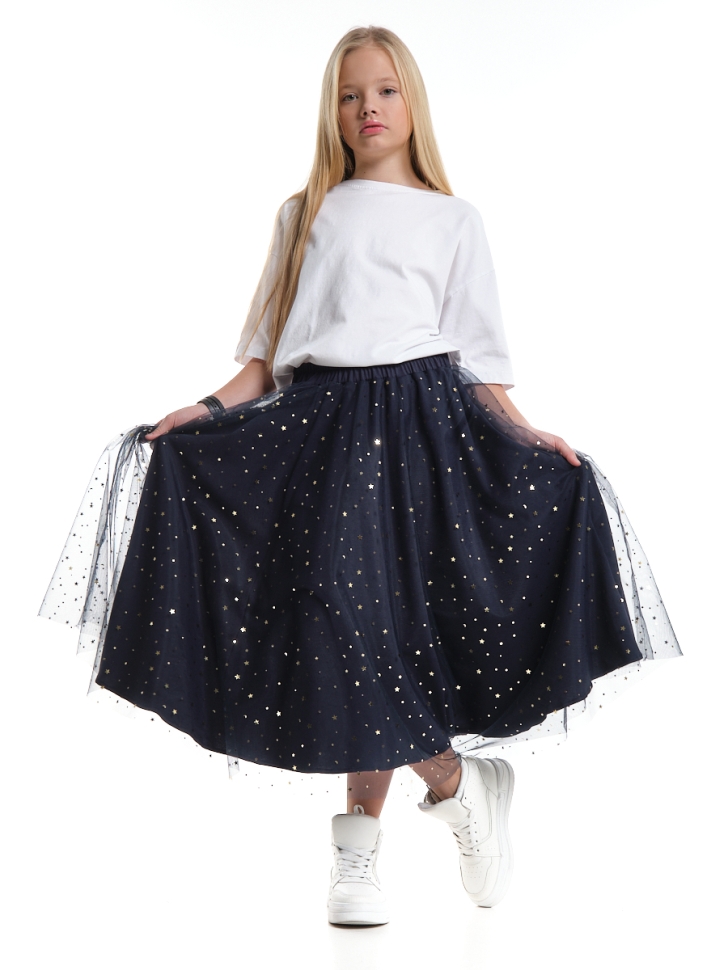 Юбка для девочек Mini Maxi, модель 7608, цвет темно-синий/мультиколор - Юбки для девочек