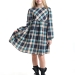 Платье для девочек Mini Maxi, модель 7787, цвет бирюзовый/клетка