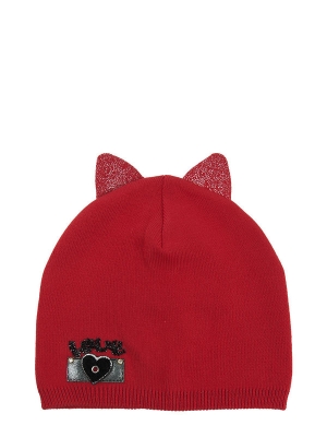 Шапка для девочки Пантера, Миалт красный, весна-осень