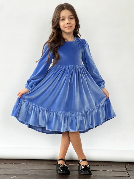 Платье для девочки школьное БУШОН ST63, цвет синий - Платья коктельные / вечерние