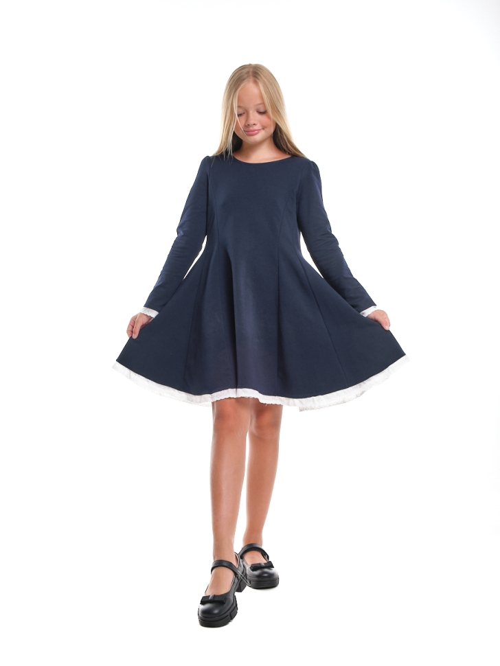 Платье для девочек Mini Maxi, модель 2669, цвет синий - Платья для девочек с длинным рукавом