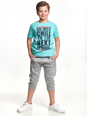 Комплект одежды для мальчиков Mini Maxi, модель 6771/6772, цвет бирюзовый/серый