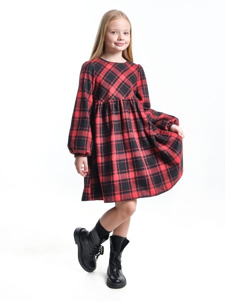 Платье для девочек Mini Maxi, модель 7787, цвет красный/клетка - Платья для девочек с длинным рукавом