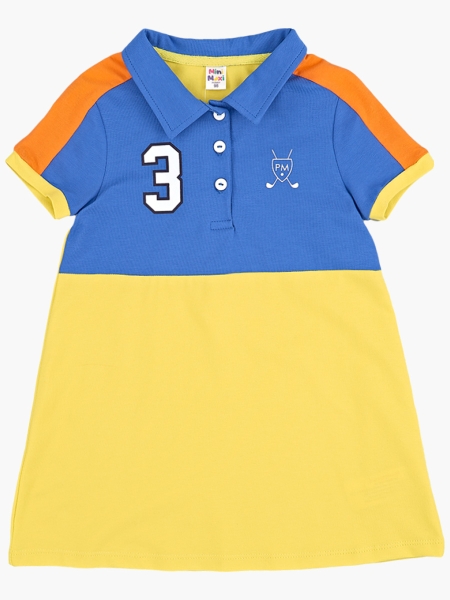 Платье для девочек Mini Maxi, модель 7029, цвет голубой/неон - Платья для девочек с коротким рукавом
