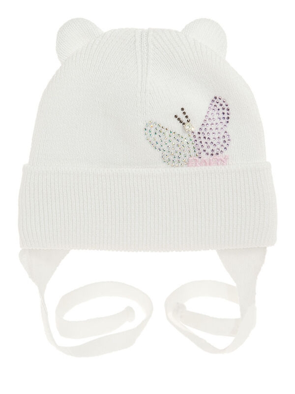 Шапка для девочки Трель, Миалт белый, весна-осень - Шапочки на завязках