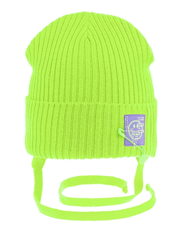 Шапка для девочки Индиана, Миалт лимон/неон, весна-осень - Шапочки на завязках