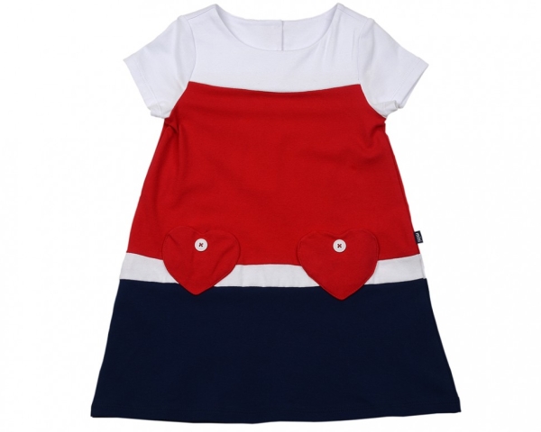 Платье для девочек Mini Maxi, модель 2646, цвет синий/красный - Платья для девочек с коротким рукавом