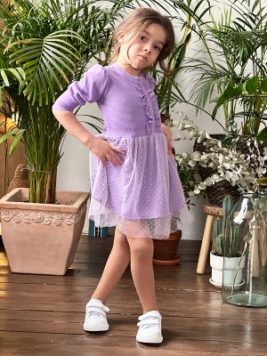 Платье для девочки нарядное БУШОН ST50, цвет сирень, принт однотонный