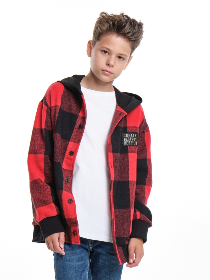 Куртка для мальчиков Mini Maxi, модель 7989, цвет красный/черный/клетка - Бомберы / куртки