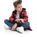Куртка для мальчиков Mini Maxi, модель 7989, цвет красный/черный/клетка