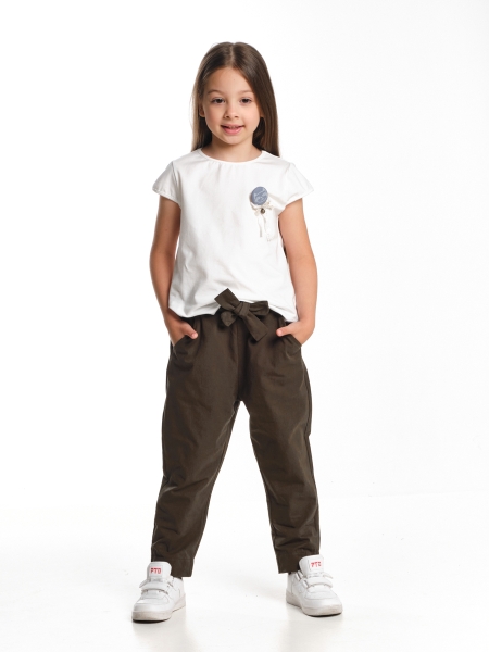 Комплект одежды для девочек Mini Maxi, модель 7099/7100, цвет белый/хаки - Комплекты летние