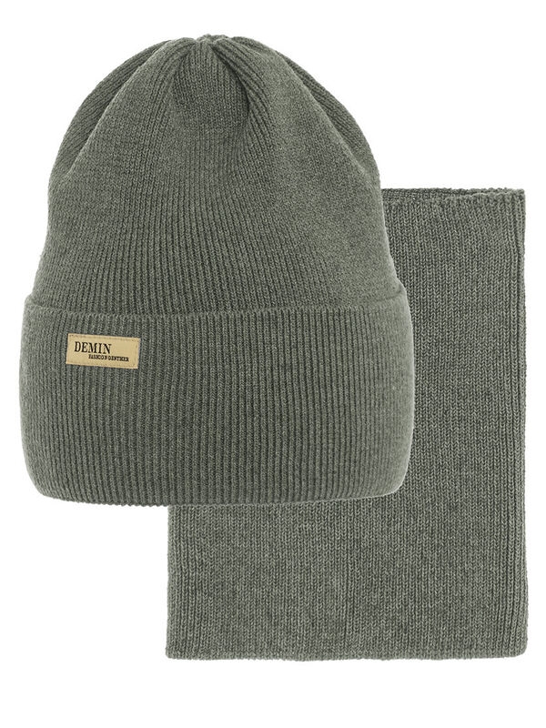 Комплект для мальчика Вулкан, Миалт хаки, весна-осень - Комплекты: шапка и шарф