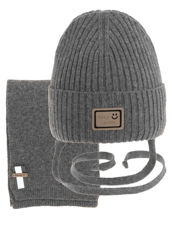 Комплект для мальчика Арлекин, Миалт серый/меланж, зима - Комплекты: шапка и шарф