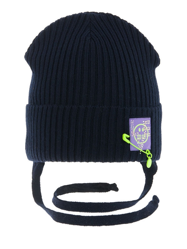 Шапка для девочки Индиана, Миалт темно-синий, весна-осень - Шапочки на завязках