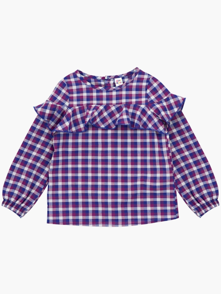 Блузка для девочек Mini Maxi, модель 4952, цвет сиреневый/клетка - Блузки с длинным рукавом / текстиль