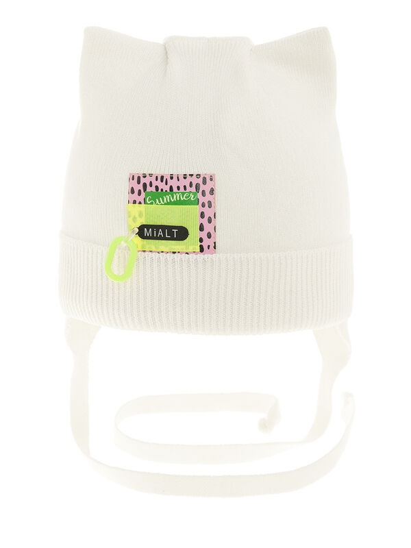Шапка для девочки Анита NEW, Миалт белый, весна-осень - Шапочки на завязках