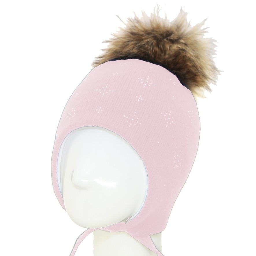 Шапка для девочки Эва - Шапки с меховым помпоном