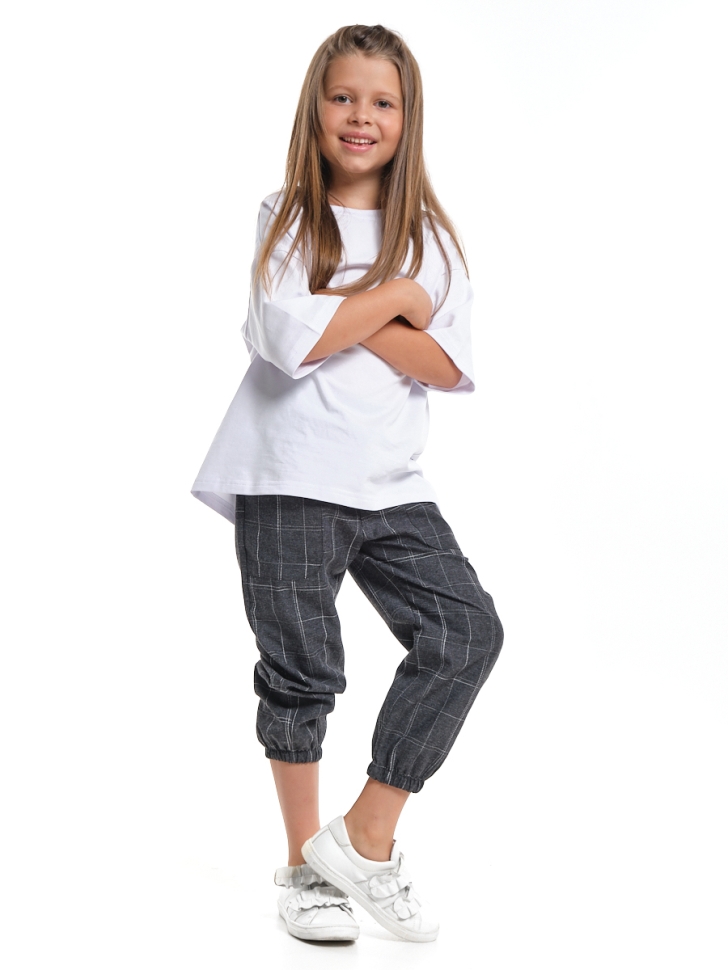 Брюки для девочек Mini Maxi, модель 7971, цвет графит/клетка - Брюки для девочек