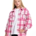Рубашка для девочек Mini Maxi, модель 7990, цвет малиновый/клетка