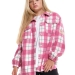 Рубашка для девочек Mini Maxi, модель 7990, цвет малиновый/клетка