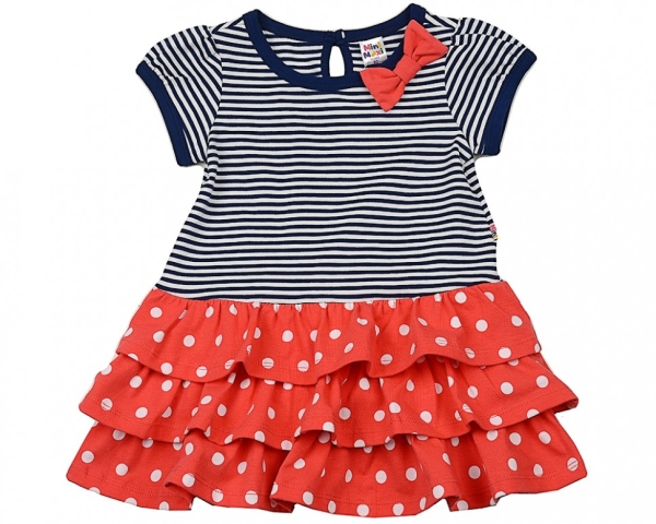 Платье для девочек Mini Maxi, модель 3191, цвет мультиколор/коралловый - Платья для девочек с коротким рукавом