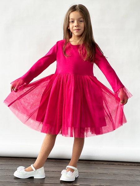 Платье для девочки нарядное БУШОН ST56, цвет фуксия - Платья коктельные / вечерние
