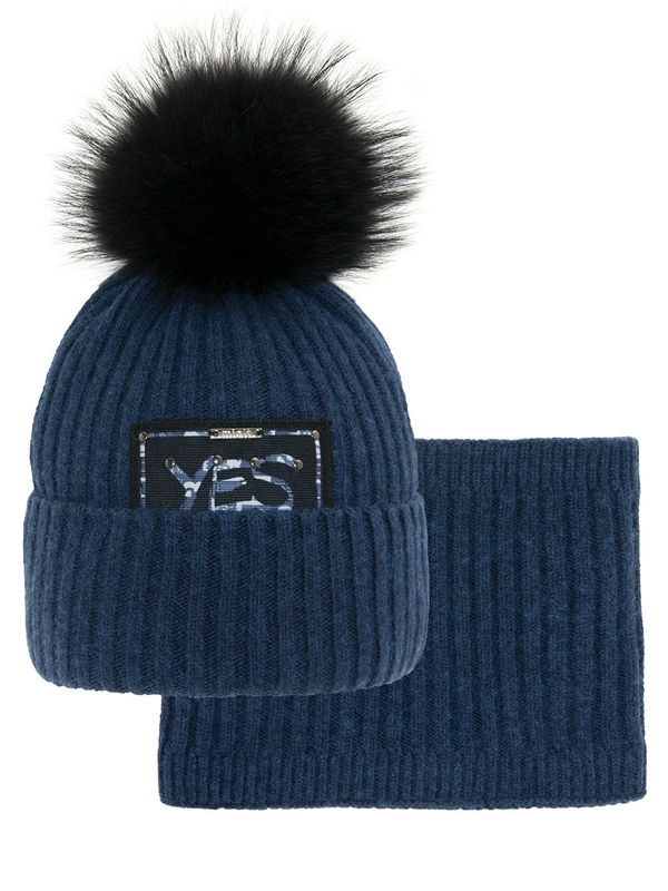 Комплект Интерес комплект, Миалт синий/меланж - Комплекты: шапка и шарф