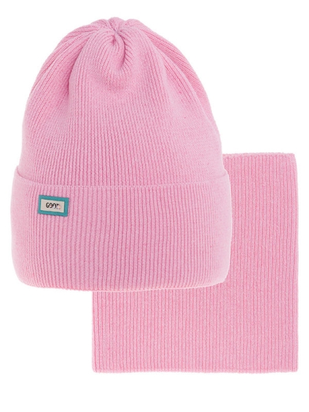 Комплект для девочки Кливия комплект, Миалт светло-розовый, весна-осень - Комплект: шапочки и шарф