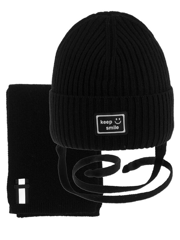 Комплект для мальчика Арлекин, Миалт черный, зима - Комплекты: шапка и шарф